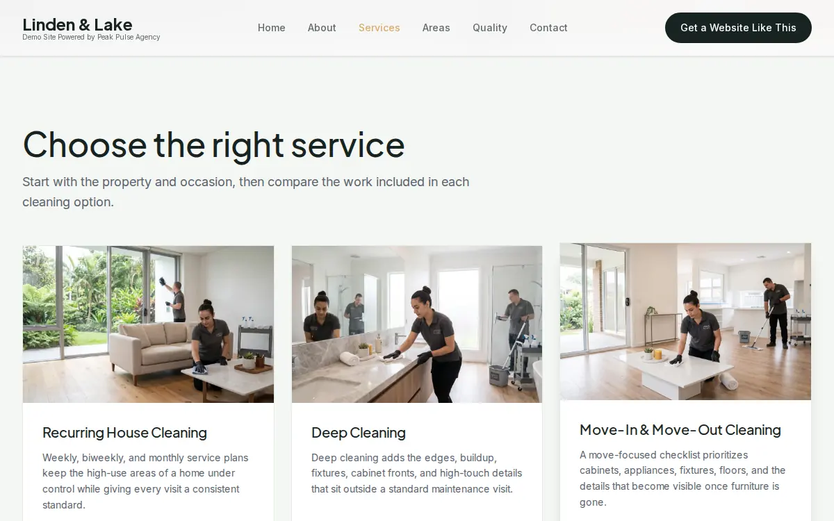 Linden and Lake Cleaning service comparison