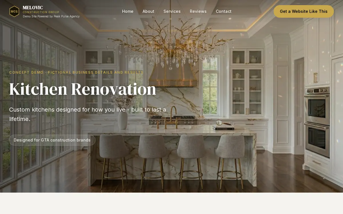 Melovic Construction Group kitchen renovation service page